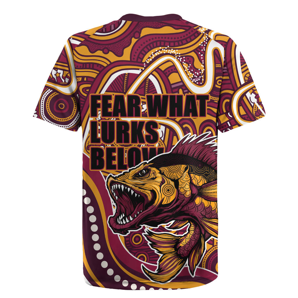 Aboriginal Barramundi Fishing Fear What Lurks Below Rugby Jersey Indigenous Australian Dot Predatory Fish