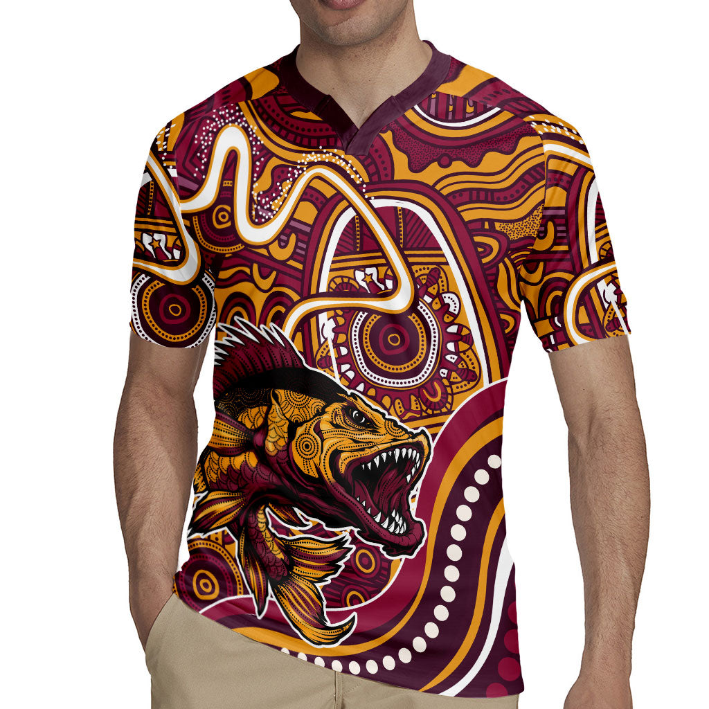 Aboriginal Barramundi Fishing Fear What Lurks Below Rugby Jersey Indigenous Australian Dot Predatory Fish