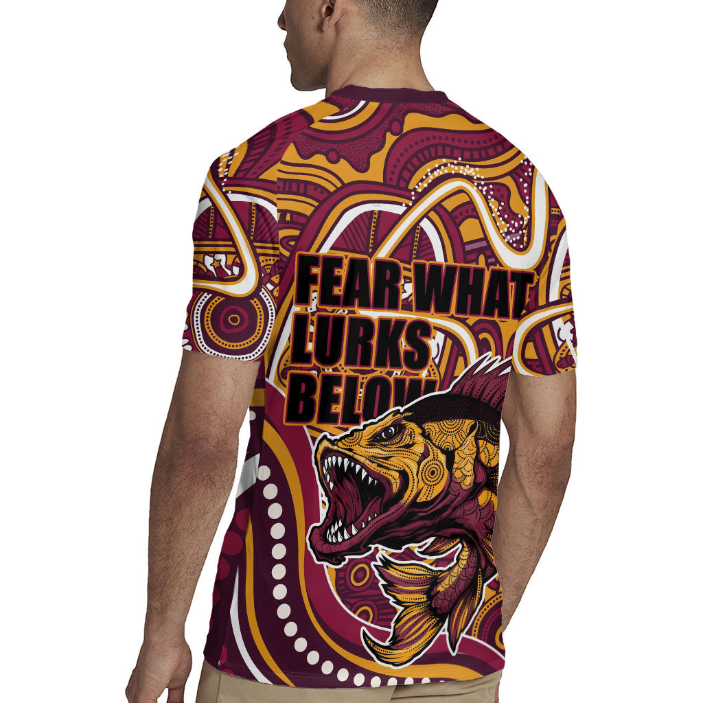 Aboriginal Barramundi Fishing Fear What Lurks Below Rugby Jersey Indigenous Australian Dot Predatory Fish