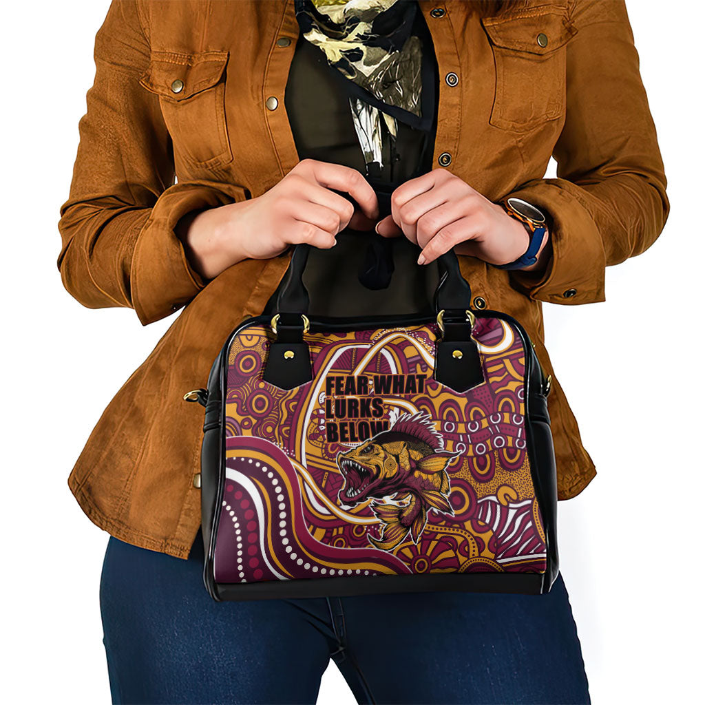 Aboriginal Barramundi Fishing Fear What Lurks Below Shoulder Handbag Indigenous Australian Dot Predatory Fish