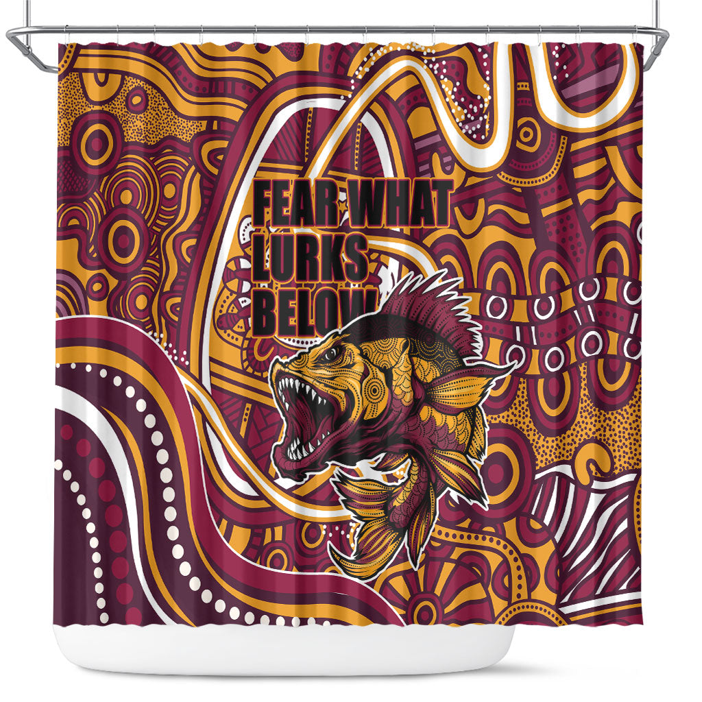 Aboriginal Barramundi Fishing Fear What Lurks Below Shower Curtain Indigenous Australian Dot Predatory Fish