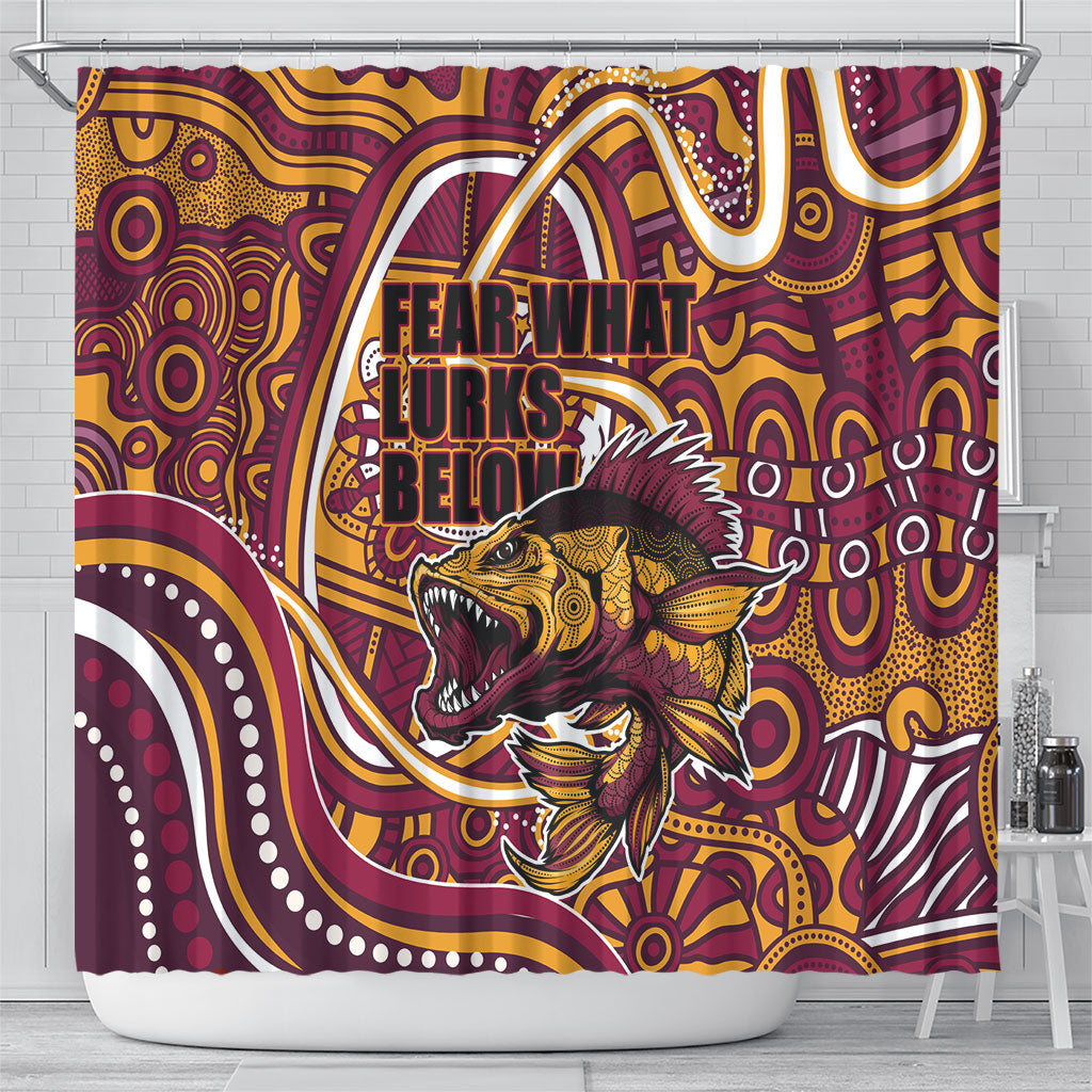 Aboriginal Barramundi Fishing Fear What Lurks Below Shower Curtain Indigenous Australian Dot Predatory Fish