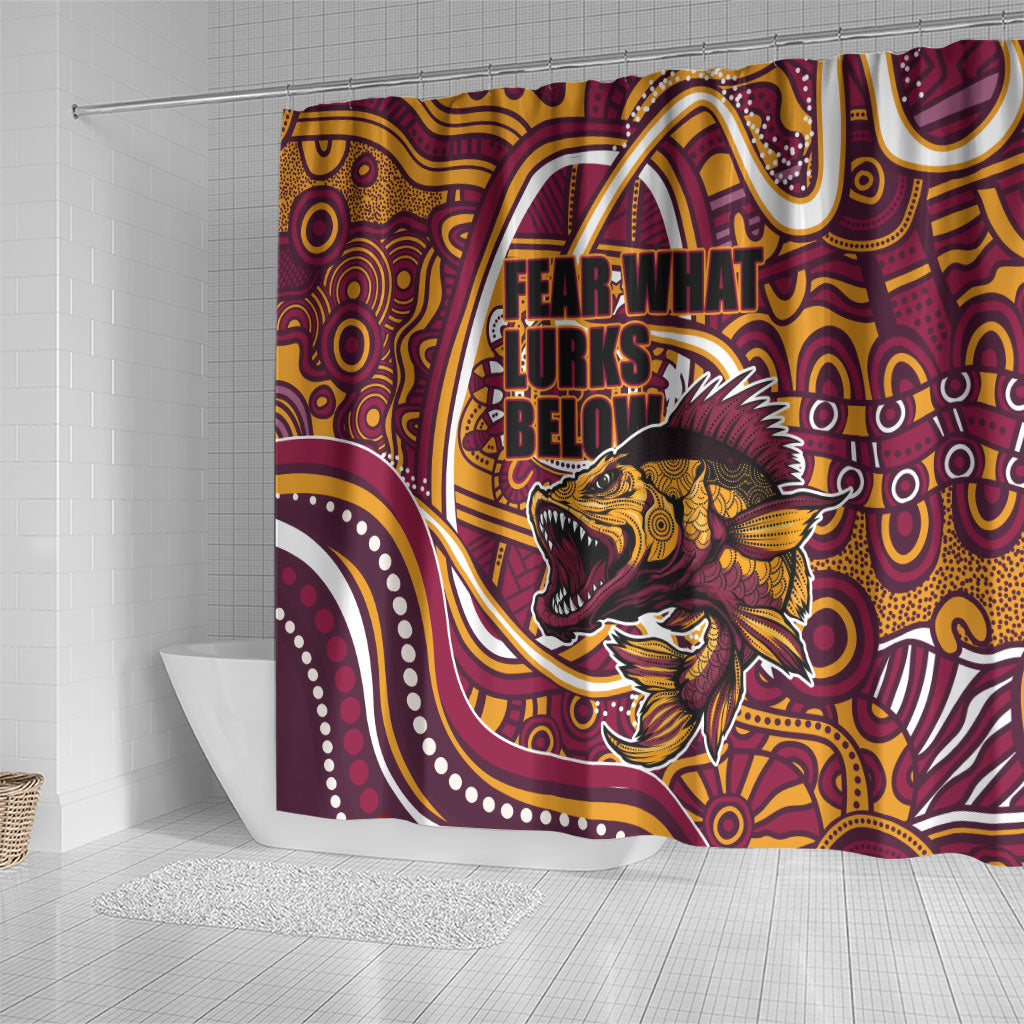 Aboriginal Barramundi Fishing Fear What Lurks Below Shower Curtain Indigenous Australian Dot Predatory Fish