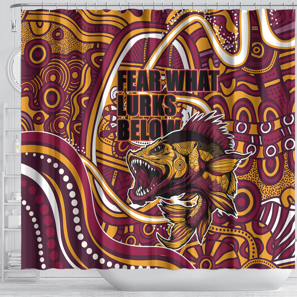 Aboriginal Barramundi Fishing Fear What Lurks Below Shower Curtain Indigenous Australian Dot Predatory Fish
