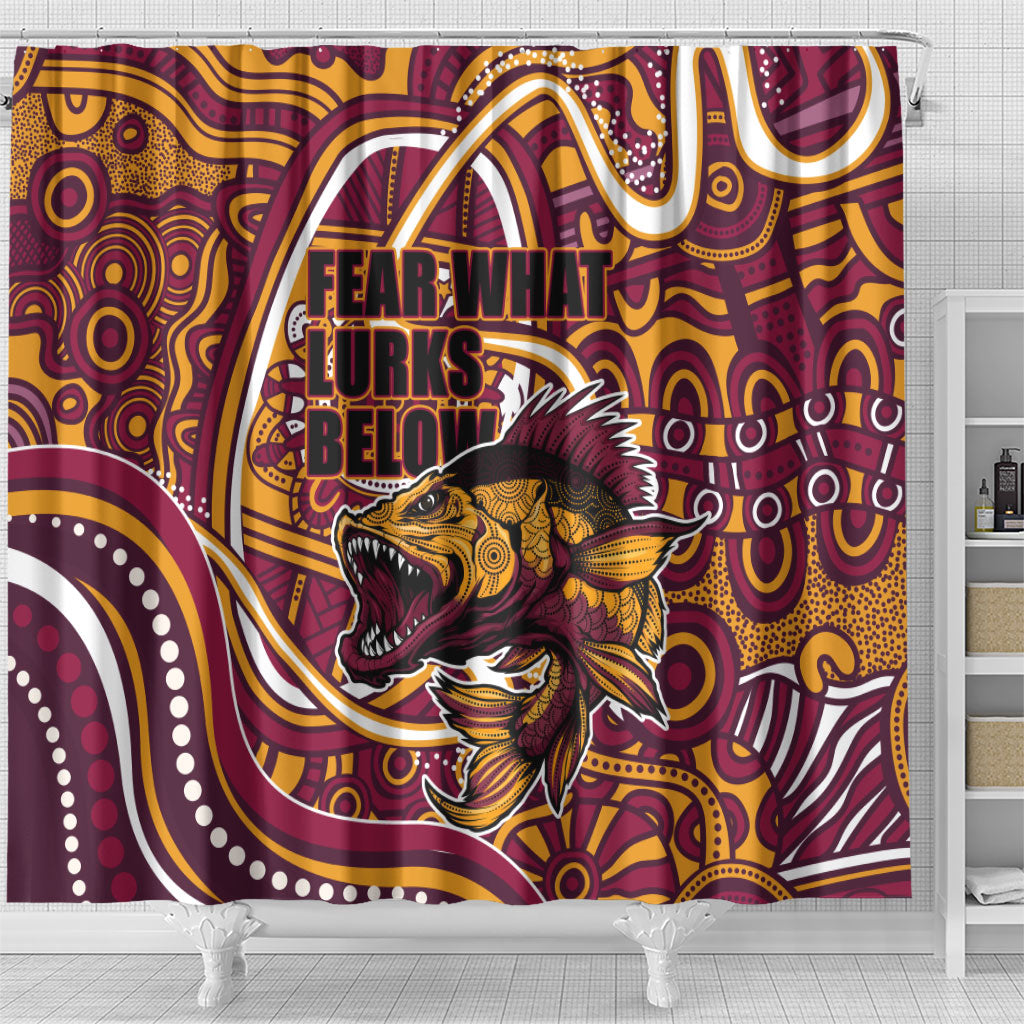 Aboriginal Barramundi Fishing Fear What Lurks Below Shower Curtain Indigenous Australian Dot Predatory Fish