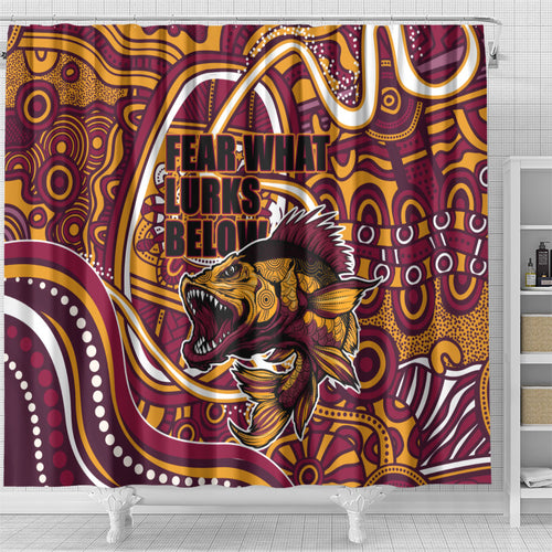Aboriginal Barramundi Fishing Fear What Lurks Below Shower Curtain Indigenous Australian Dot Predatory Fish