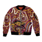 Aboriginal Barramundi Fishing Fear What Lurks Below Sleeve Zip Bomber Jacket Indigenous Australian Dot Predatory Fish