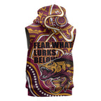 Aboriginal Barramundi Fishing Fear What Lurks Below Sleeveless Hoodie Indigenous Australian Dot Predatory Fish