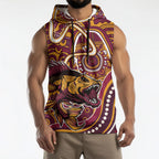 Aboriginal Barramundi Fishing Fear What Lurks Below Sleeveless Hoodie Indigenous Australian Dot Predatory Fish