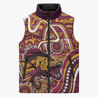 Aboriginal Barramundi Fishing Fear What Lurks Below Sleeveless Puffer Jacket Indigenous Australian Dot Predatory Fish