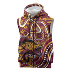 Aboriginal Barramundi Fishing Fear What Lurks Below Sleeveless Zip Hoodie Indigenous Australian Dot Predatory Fish
