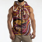 Aboriginal Barramundi Fishing Fear What Lurks Below Sleeveless Zip Hoodie Indigenous Australian Dot Predatory Fish