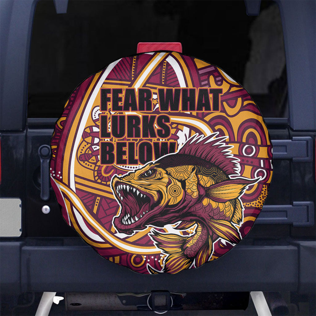 Aboriginal Barramundi Fishing Fear What Lurks Below Spare Tire Cover Indigenous Australian Dot Predatory Fish