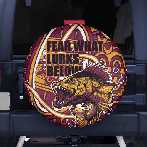 Aboriginal Barramundi Fishing Fear What Lurks Below Spare Tire Cover Indigenous Australian Dot Predatory Fish
