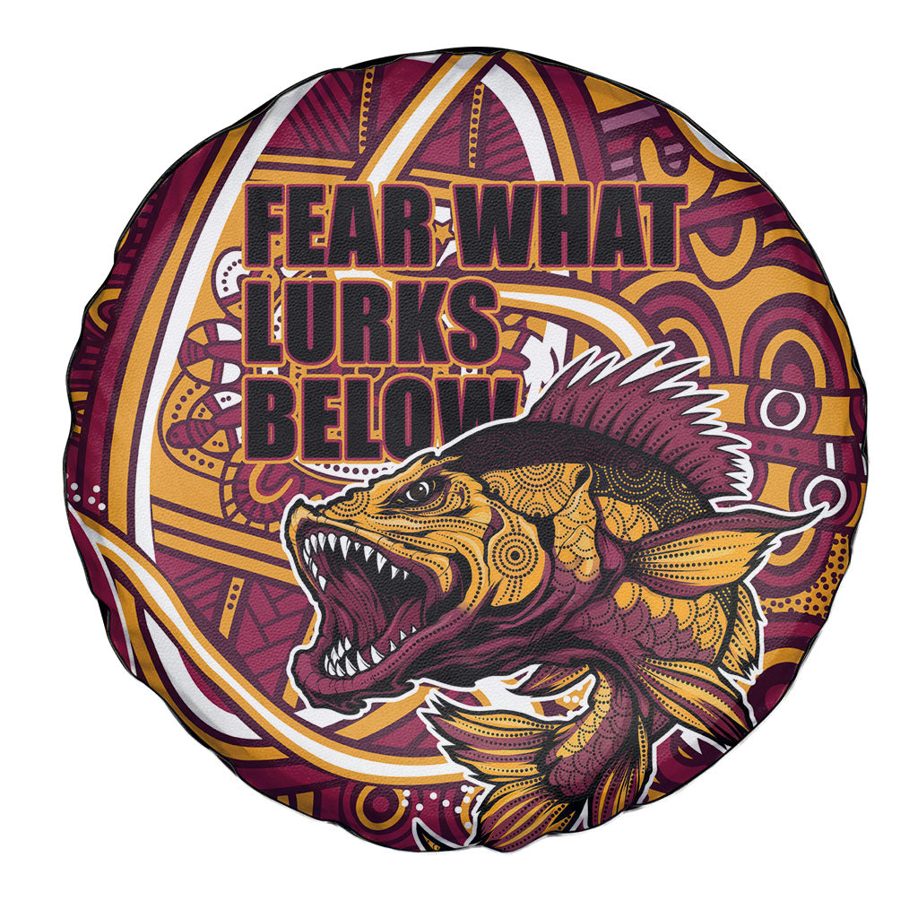 Aboriginal Barramundi Fishing Fear What Lurks Below Spare Tire Cover Indigenous Australian Dot Predatory Fish