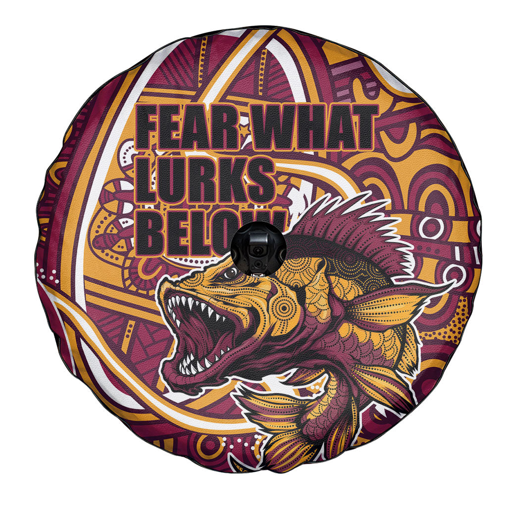 Aboriginal Barramundi Fishing Fear What Lurks Below Spare Tire Cover Indigenous Australian Dot Predatory Fish
