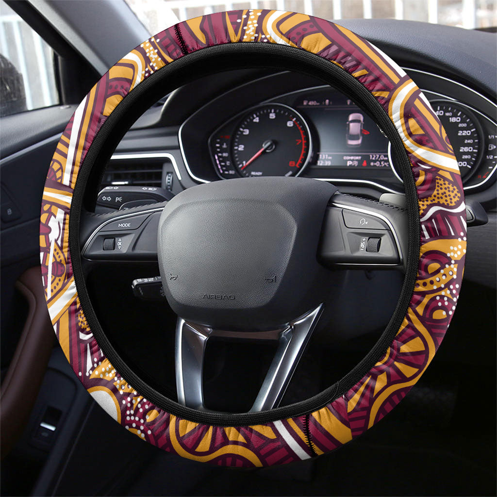 Aboriginal Barramundi Fishing Fear What Lurks Below Steering Wheel Cover Indigenous Australian Dot Predatory Fish