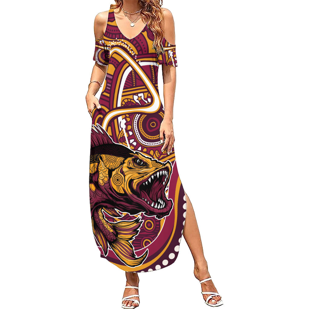 Aboriginal Barramundi Fishing Fear What Lurks Below Summer Maxi Dress Indigenous Australian Dot Predatory Fish