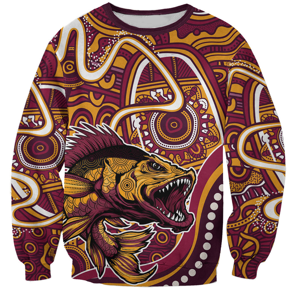 Aboriginal Barramundi Fishing Fear What Lurks Below Sweatshirt Indigenous Australian Dot Predatory Fish
