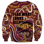Aboriginal Barramundi Fishing Fear What Lurks Below Sweatshirt Indigenous Australian Dot Predatory Fish