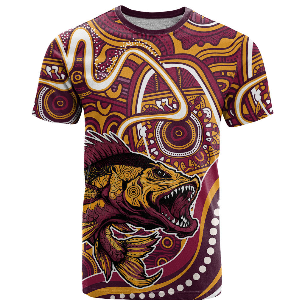 Aboriginal Barramundi Fishing Fear What Lurks Below T Shirt Indigenous Australian Dot Predatory Fish