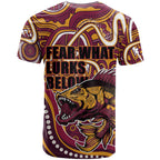 Aboriginal Barramundi Fishing Fear What Lurks Below T Shirt Indigenous Australian Dot Predatory Fish