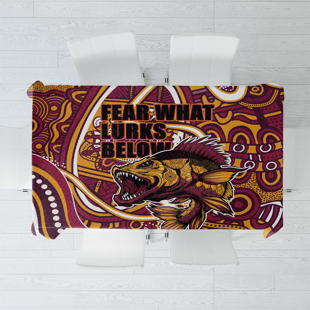 Aboriginal Barramundi Fishing Fear What Lurks Below Tablecloth Indigenous Australian Dot Predatory Fish