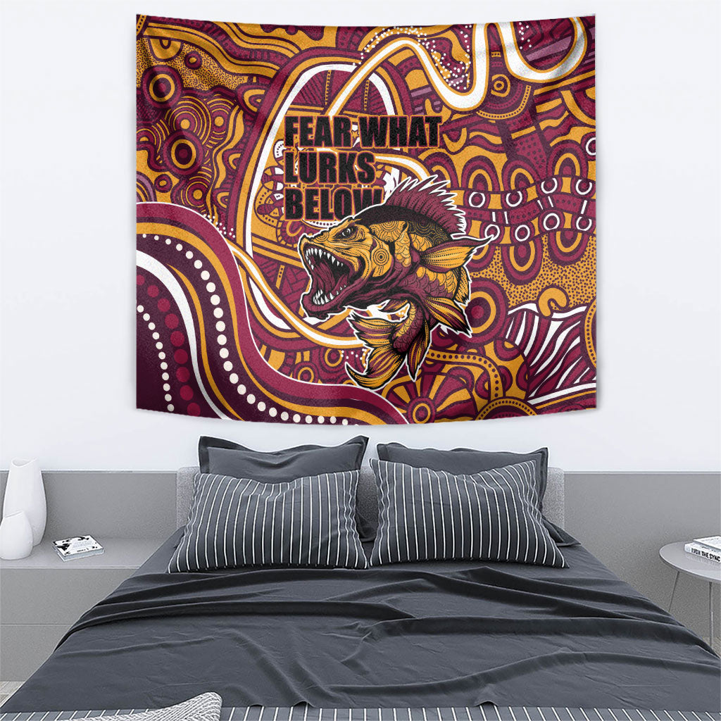Aboriginal Barramundi Fishing Fear What Lurks Below Tapestry Indigenous Australian Dot Predatory Fish