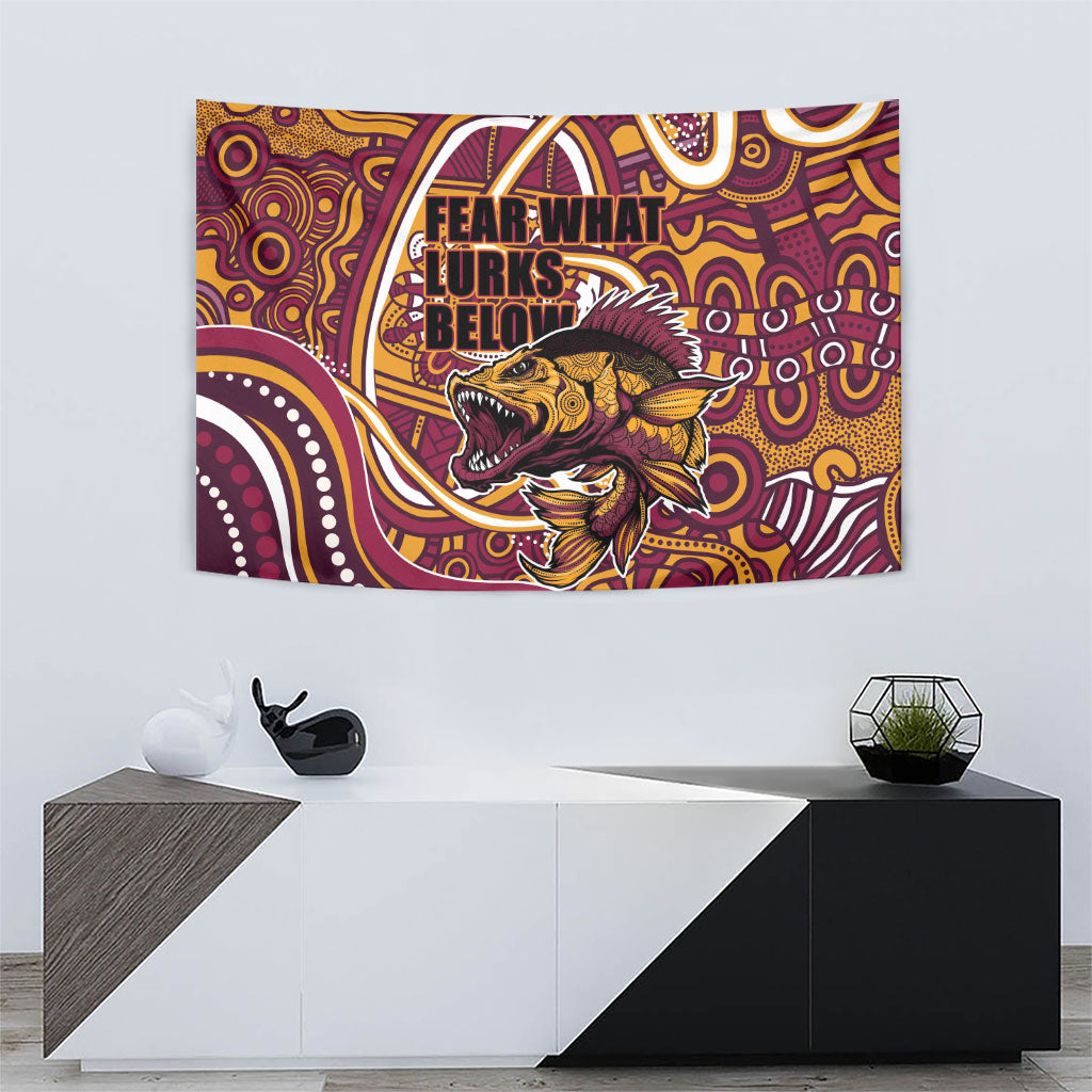 Aboriginal Barramundi Fishing Fear What Lurks Below Tapestry Indigenous Australian Dot Predatory Fish