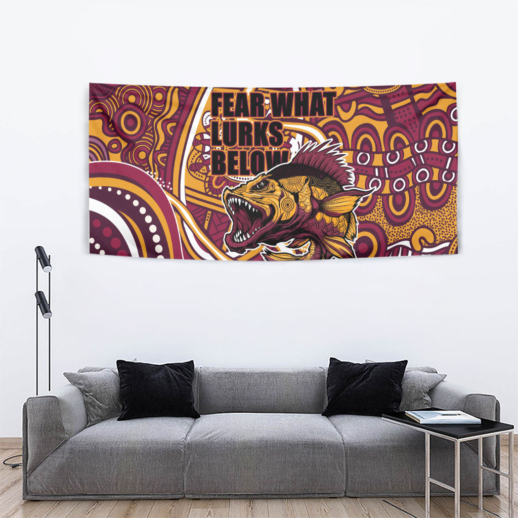 Aboriginal Barramundi Fishing Fear What Lurks Below Tapestry Indigenous Australian Dot Predatory Fish