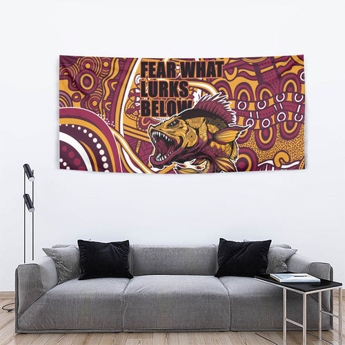 Aboriginal Barramundi Fishing Fear What Lurks Below Tapestry Indigenous Australian Dot Predatory Fish