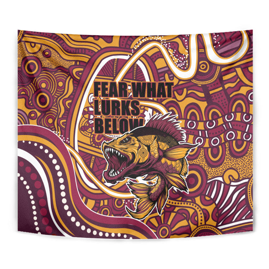Aboriginal Barramundi Fishing Fear What Lurks Below Tapestry Indigenous Australian Dot Predatory Fish