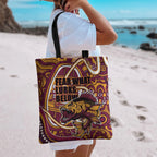 Aboriginal Barramundi Fishing Fear What Lurks Below Tote Bag Indigenous Australian Dot Predatory Fish