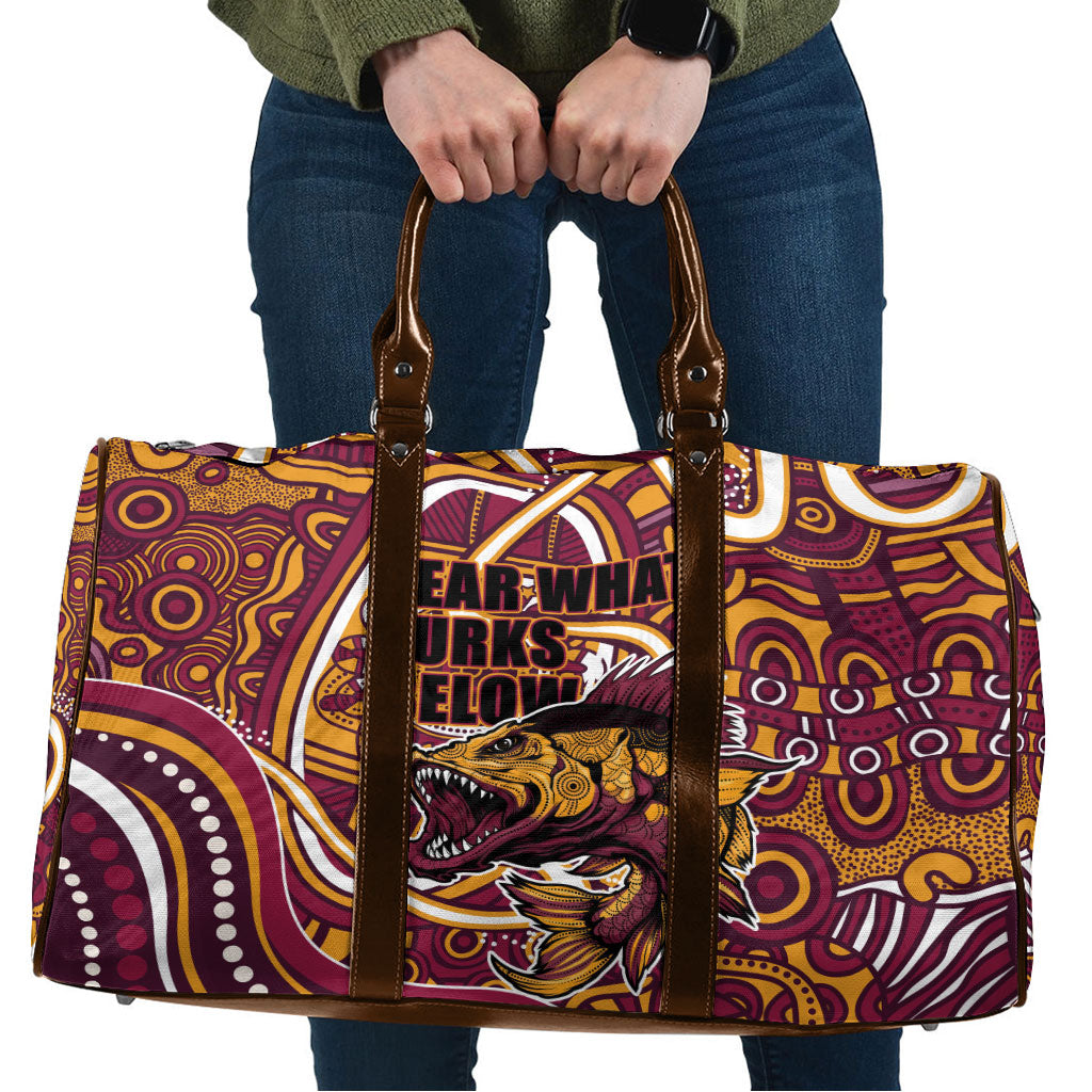 Aboriginal Barramundi Fishing Fear What Lurks Below Travel Bag Indigenous Australian Dot Predatory Fish