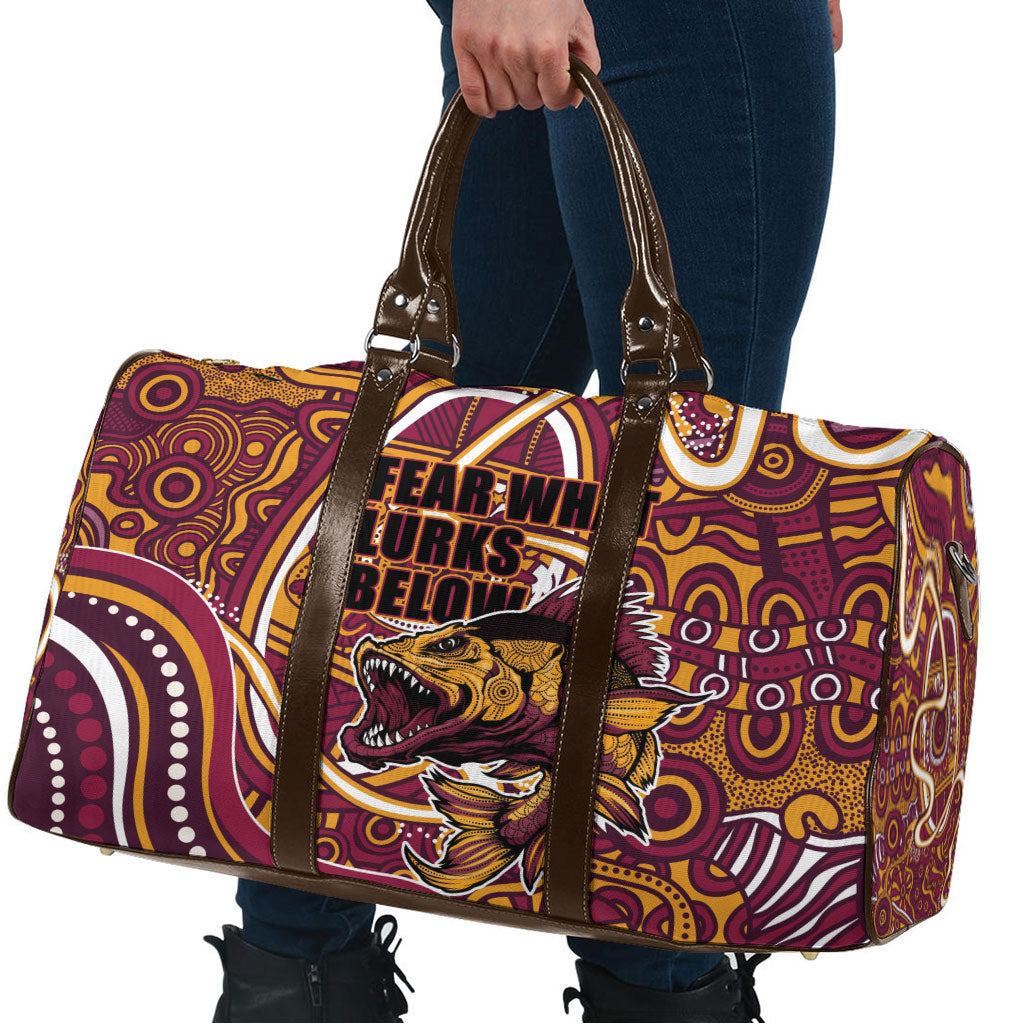 Aboriginal Barramundi Fishing Fear What Lurks Below Travel Bag Indigenous Australian Dot Predatory Fish