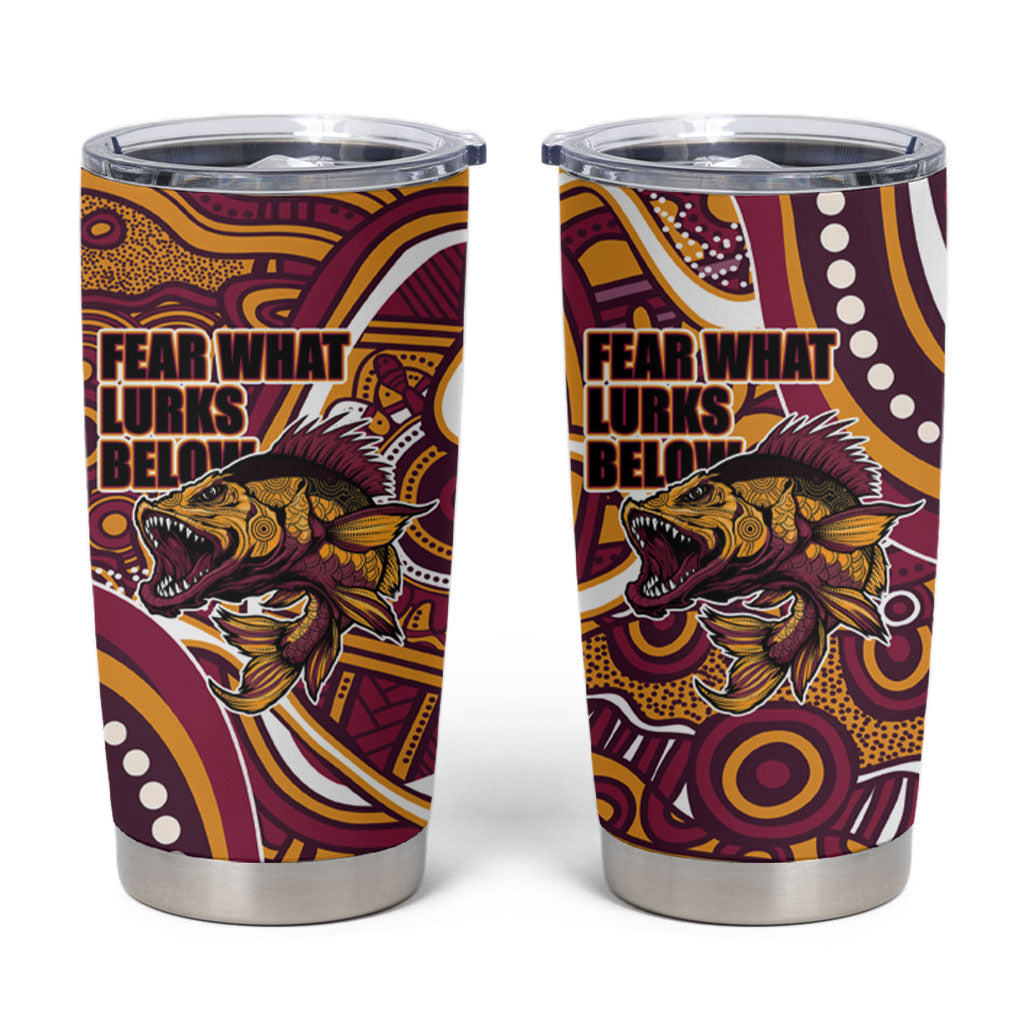Aboriginal Barramundi Fishing Fear What Lurks Below Tumbler Cup Indigenous Australian Dot Predatory Fish