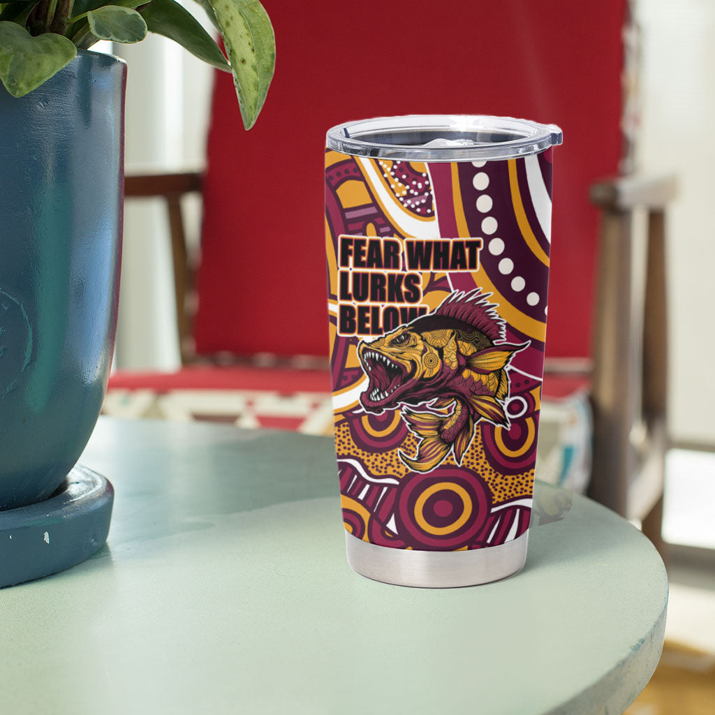 Aboriginal Barramundi Fishing Fear What Lurks Below Tumbler Cup Indigenous Australian Dot Predatory Fish
