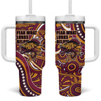 Aboriginal Barramundi Fishing Fear What Lurks Below Tumbler With Handle Indigenous Australian Dot Predatory Fish