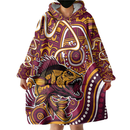 Aboriginal Barramundi Fishing Fear What Lurks Below Wearable Blanket Hoodie Indigenous Australian Dot Predatory Fish