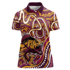 Aboriginal Barramundi Fishing Fear What Lurks Below Women Polo Shirt Indigenous Australian Dot Predatory Fish