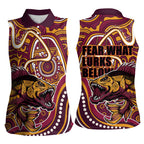 Aboriginal Barramundi Fishing Fear What Lurks Below Women Sleeveless Polo Shirt Indigenous Australian Dot Predatory Fish