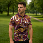 Aboriginal Barramundi Fishing Fear What Lurks Below Zipper Polo Shirt Indigenous Australian Dot Predatory Fish