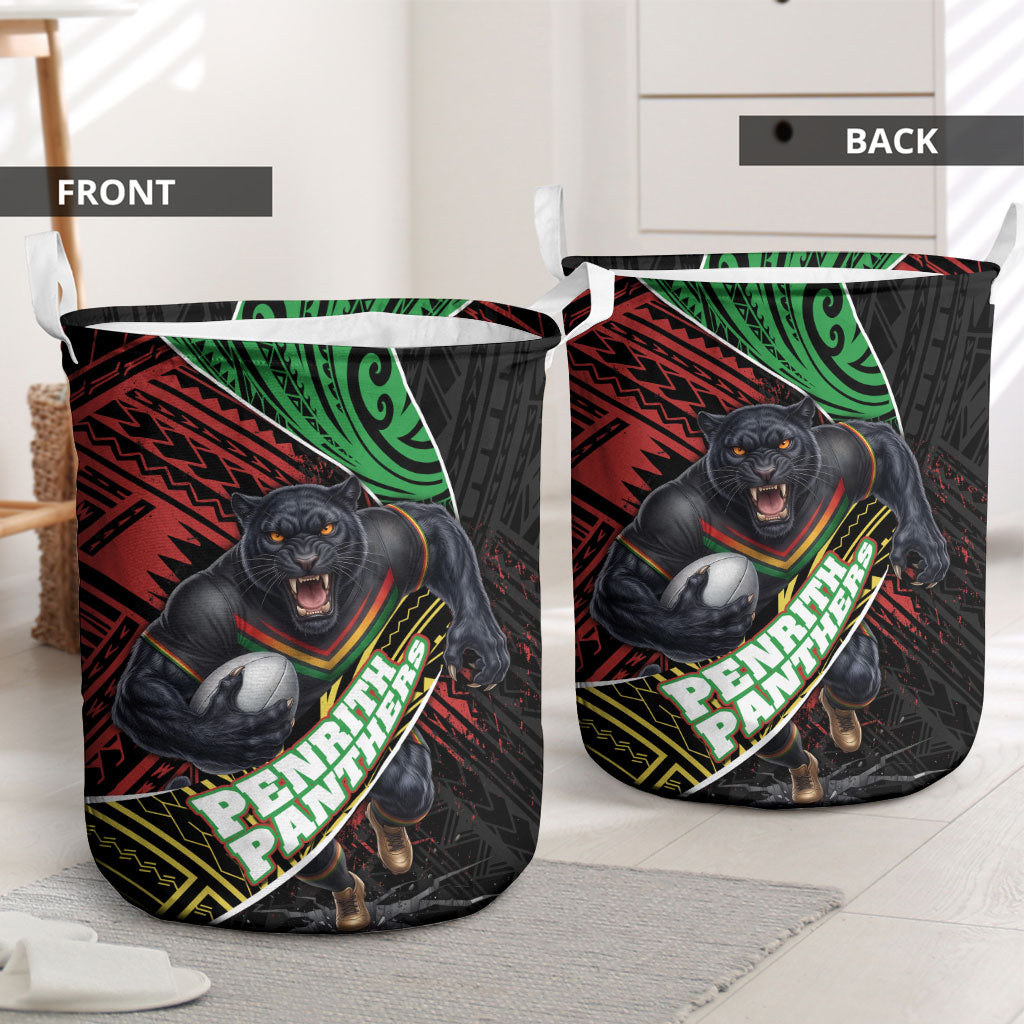 Penrith Panthers Rugby Laundry Basket Tribal Polynesian Power Art - Lightning Mascot