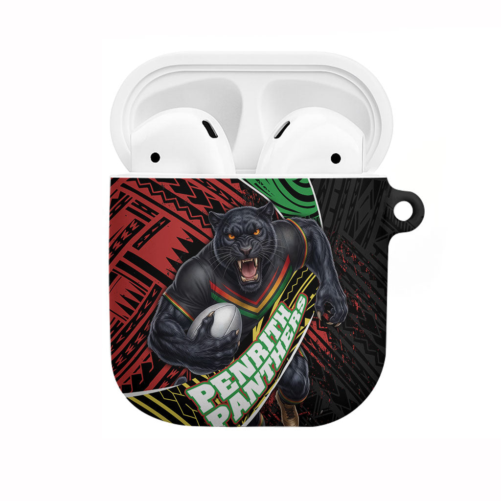 Penrith Panthers Rugby AirPods Case Tribal Polynesian Power Art - Lightning Mascot