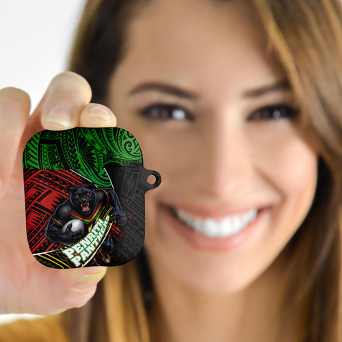 Penrith Panthers Rugby AirPods Case Tribal Polynesian Power Art - Lightning Mascot