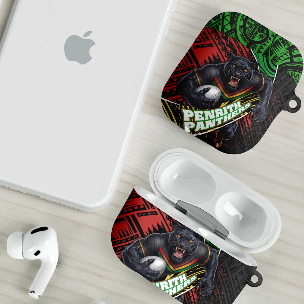 Penrith Panthers Rugby AirPods Case Tribal Polynesian Power Art - Lightning Mascot