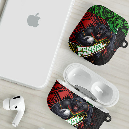 Penrith Panthers Rugby AirPods Case Tribal Polynesian Power Art - Lightning Mascot