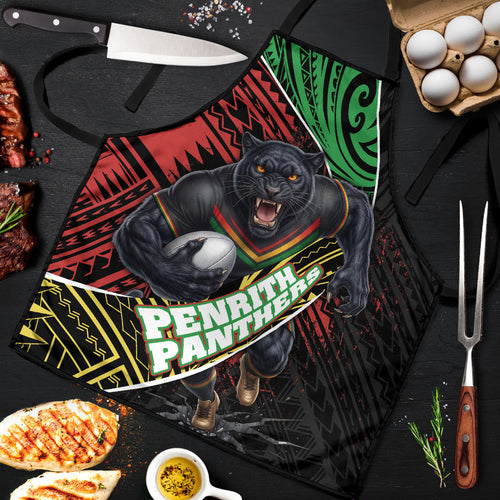 Penrith Panthers Rugby Apron Tribal Polynesian Power Art - Lightning Mascot