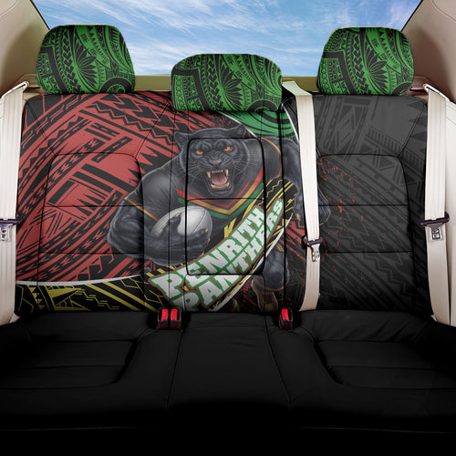Penrith Panthers Rugby Back Car Seat Cover Tribal Polynesian Power Art - Lightning Mascot