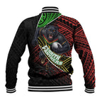Penrith Panthers Rugby Baseball Jacket Tribal Polynesian Power Art - Lightning Mascot